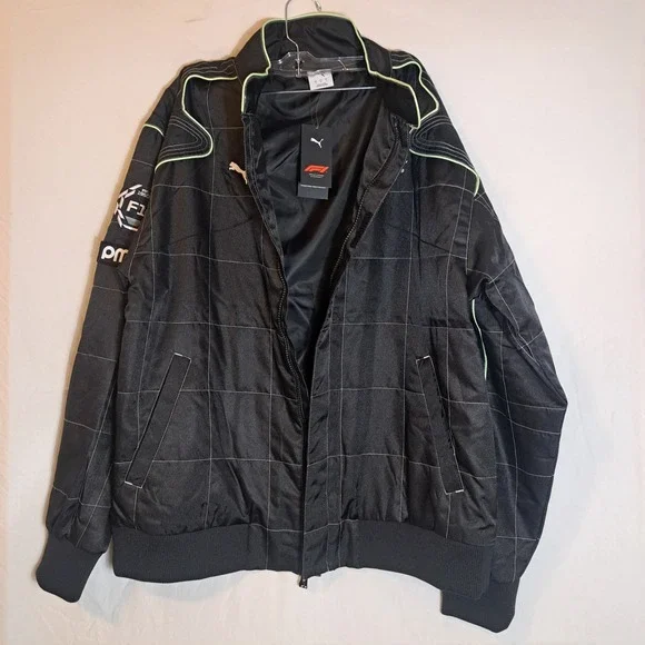 Men PUMA F1‎ Racing Full Zip Jacket Black Casual Athletic Sweater 631639 01 Sz L